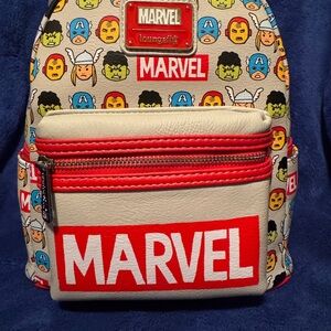 Loungefly Marvel Superhero Faces Backpack with Red Accents